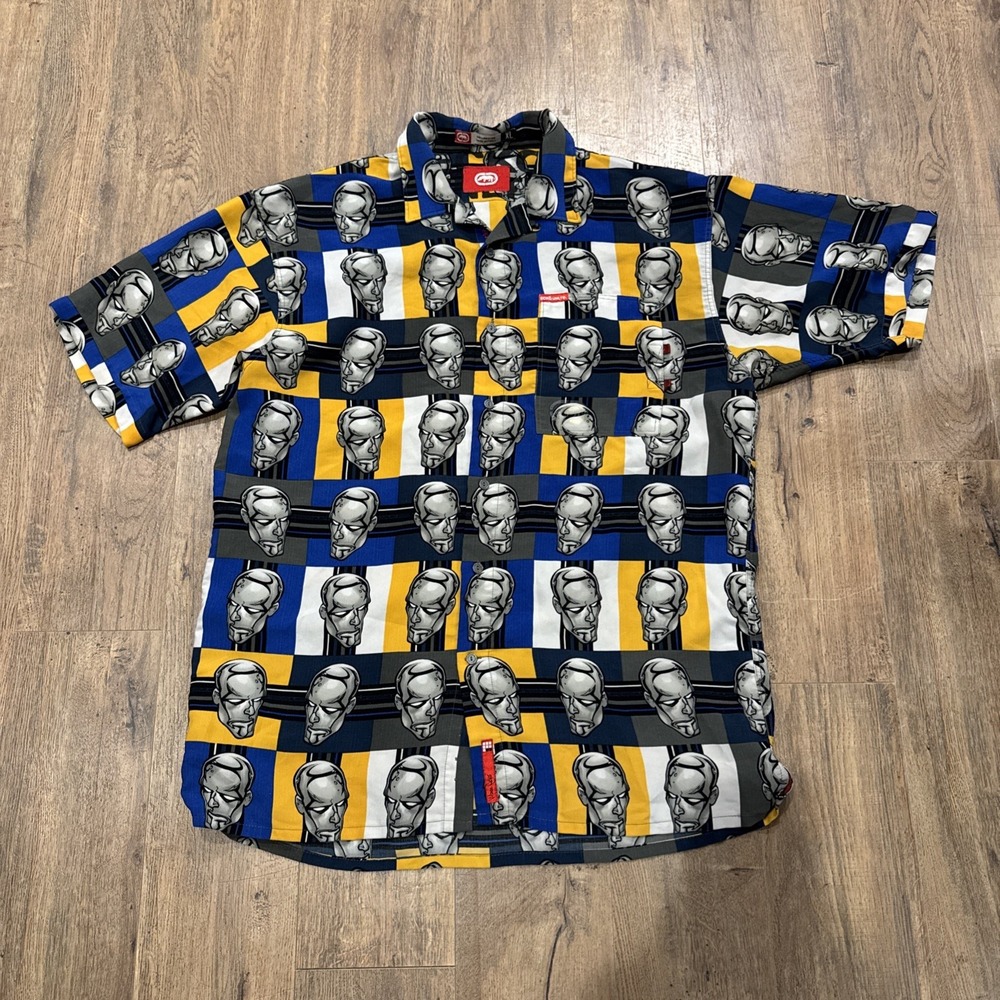 Vintage 2000 Ecko Unltd Shirt Men XL Marvel Silver Surfer AOP Print Y2K